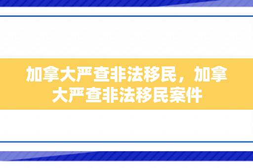加拿大严查非法移民，加拿大严查非法移民案件