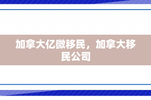 加拿大亿微移民，加拿大移民公司
