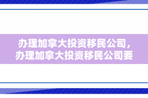 办理加拿大投资移民公司，办理加拿大投资移民公司要多少钱
