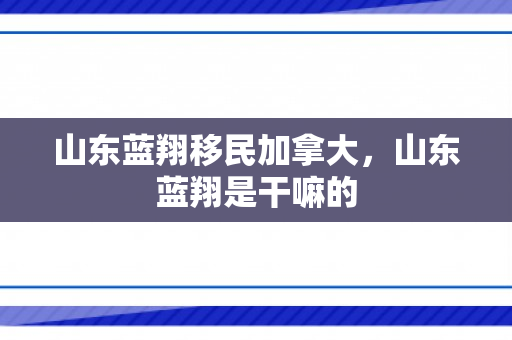 山东蓝翔移民加拿大，山东蓝翔是干嘛的