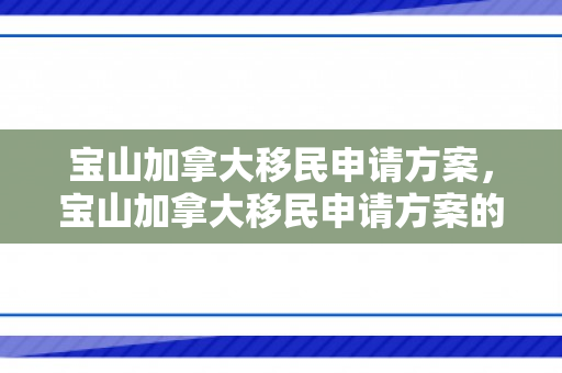 宝山加拿大移民申请方案，宝山加拿大移民申请方案的全面解析