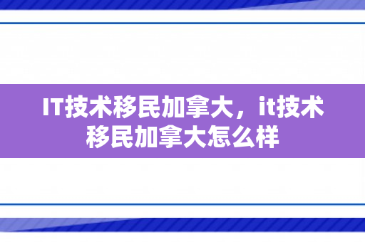 IT技术移民加拿大，it技术移民加拿大怎么样