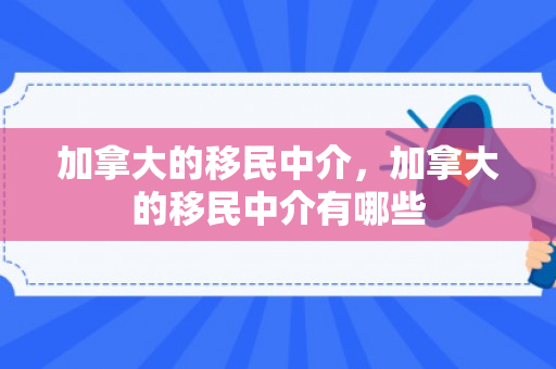 加拿大的移民中介，加拿大的移民中介有哪些