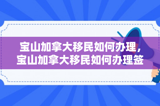 宝山加拿大移民如何办理，宝山加拿大移民如何办理签证