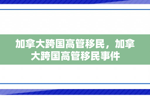 加拿大跨国高管移民，加拿大跨国高管移民事件