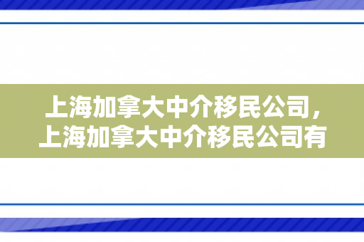 上海加拿大中介移民公司，上海加拿大中介移民公司有哪些