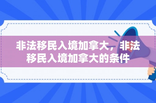 非法移民入境加拿大，非法移民入境加拿大的条件