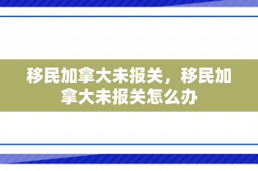 移民加拿大未报关，移民加拿大未报关怎么办