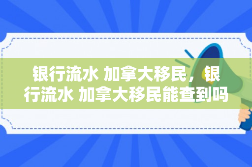 银行流水 加拿大移民，银行流水 加拿大移民能查到吗